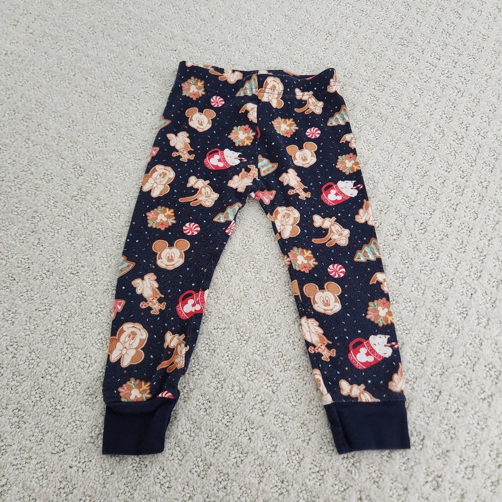 Disney Mickey Minnie Gingerbread Holiday Pajama Pants Navy Blue size 2T
